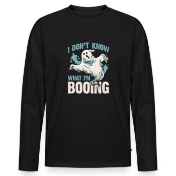 I don't know what I'm BOOING - Männer Premium Bio Langarmshirt - Schwarz - Vorne - Nico (187cm)