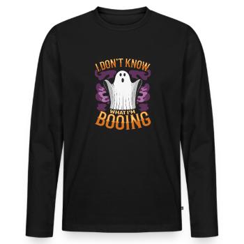 I don't know what I'm BOOING - Männer Premium Bio Langarmshirt - Schwarz - Vorne - Nico (187cm)