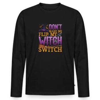 Don't make me Flip my Witch Switch - Halloween - Männer Premium Bio Langarmshirt - Schwarz - Vorne - Nico (187cm)