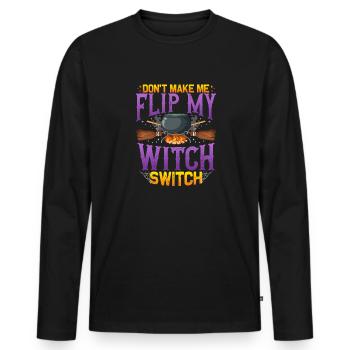 Ne me fais pas basculer mon interrupteur de sorcière - Halloween - T-shirt manches longues Premium bio Homme - noir - Devant - Nico (187cm)
