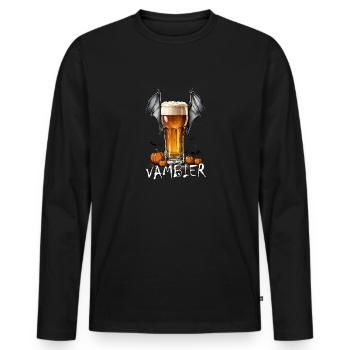 Bierglas mit Fledermausflügeln - Grusel und Genuss - Männer Premium Bio Langarmshirt - Schwarz - Vorne - Nico (187cm)