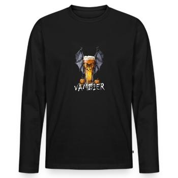 Bierglas mit Fledermausflügeln - Grusel und Genuss - Männer Premium Bio Langarmshirt - Schwarz - Vorne - Nico (187cm)
