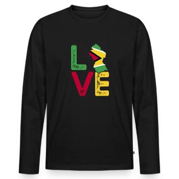 Guyana Flag Guyanese Guyana - Men's Premium Organic Long Sleeve Shirt - black - Front - Nico (187cm)
