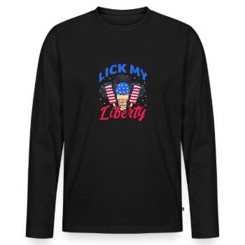 Lèche ma liberté - T-shirt manches longues Premium bio Homme - noir - Devant - Nico (187cm)