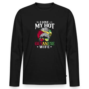 Guyana Flag Guyanese Guyana - Men's Premium Organic Long Sleeve Shirt - black - Front - Nico (187cm)