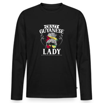 Guyana Flag Guyanese Guyana - Men's Premium Organic Long Sleeve Shirt - black - Front - Nico (187cm)