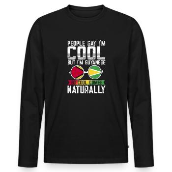 Guyana Flag Guyanese Guyana - Men's Premium Organic Long Sleeve Shirt - black - Front - Nico (187cm)