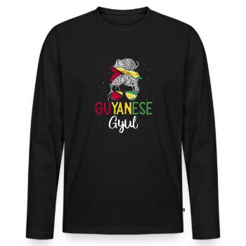 Guyana Flag Guyanese Guyana - Men's Premium Organic Long Sleeve Shirt - black - Front - Nico (187cm)