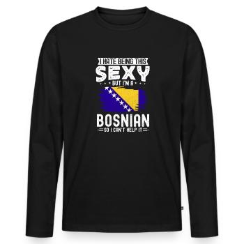 Bosnie-Herzégovine Drapeau Bosnie - T-shirt manches longues Premium bio Homme - noir - Devant - Nico (187cm)