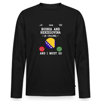 Bosnie-Herzégovine Drapeau Bosnie - T-shirt manches longues Premium bio Homme - noir - Devant - Nico (187cm)