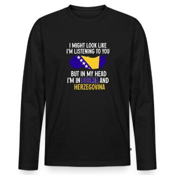 Bosnien und Herzegowina Flagge Bosnien - Männer Premium Bio Langarmshirt - Schwarz - Vorne - Nico (187cm)