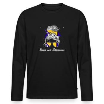 Bosnie-Herzégovine Drapeau Bosnie - T-shirt manches longues Premium bio Homme - noir - Devant - Nico (187cm)