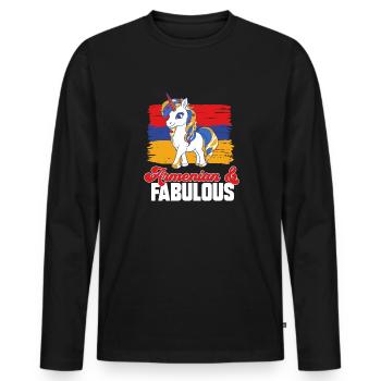 Drapeau arménien Arménie - T-shirt manches longues Premium bio Homme - noir - Devant - Nico (187cm)