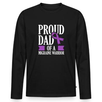 Proud father of a migraine warrior chronic - Men's Premium Organic Long Sleeve Shirt - black - Front - Nico (187cm)