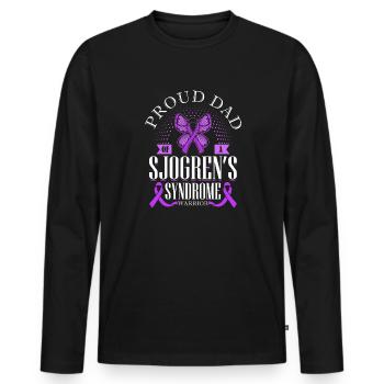 Proud father of a Sjogren's syndrome warrior - - Men's Premium Organic Long Sleeve Shirt - black - Front - Nico (187cm)