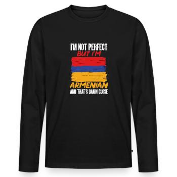 Drapeau arménien Arménie - T-shirt manches longues Premium bio Homme - noir - Devant - Nico (187cm)