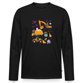 Creepy Halloween excavator with witch hat - Men's Premium Organic Long Sleeve Shirt - black - Front - Nico (187cm)