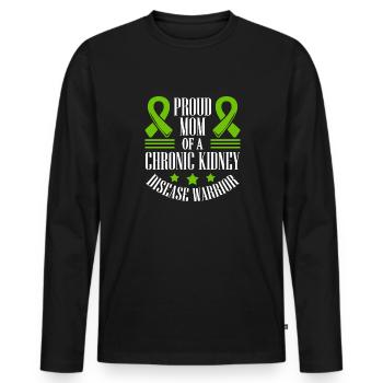 Fière maman d’un patient chronique rénal - T-shirt manches longues Premium bio Homme - noir - Devant - Nico (187cm)