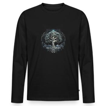 Baum des Lebens Yggdrasil Wikinger Midgard Thor - Männer Premium Bio Langarmshirt - Schwarz - Vorne - Nico (187cm)