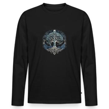Baum des Lebens Yggdrasil Wikinger Midgard Thor - Männer Premium Bio Langarmshirt - Schwarz - Vorne - Nico (187cm)