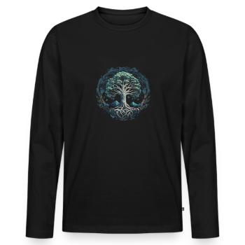 Baum des Lebens Yggdrasil Wikinger Midgard Thor - Männer Premium Bio Langarmshirt - Schwarz - Vorne - Nico (187cm)