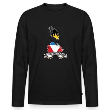 Antigua und Barbuda Flagge - Männer Premium Bio Langarmshirt - Schwarz - Vorne - Nico (187cm)