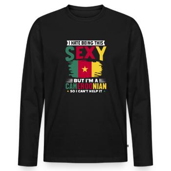 Kamerun Flagge Kamerun - Männer Premium Bio Langarmshirt - Schwarz - Vorne - Nico (187cm)