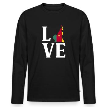 Kamerun Flagge Kamerun - Männer Premium Bio Langarmshirt - Schwarz - Vorne - Nico (187cm)