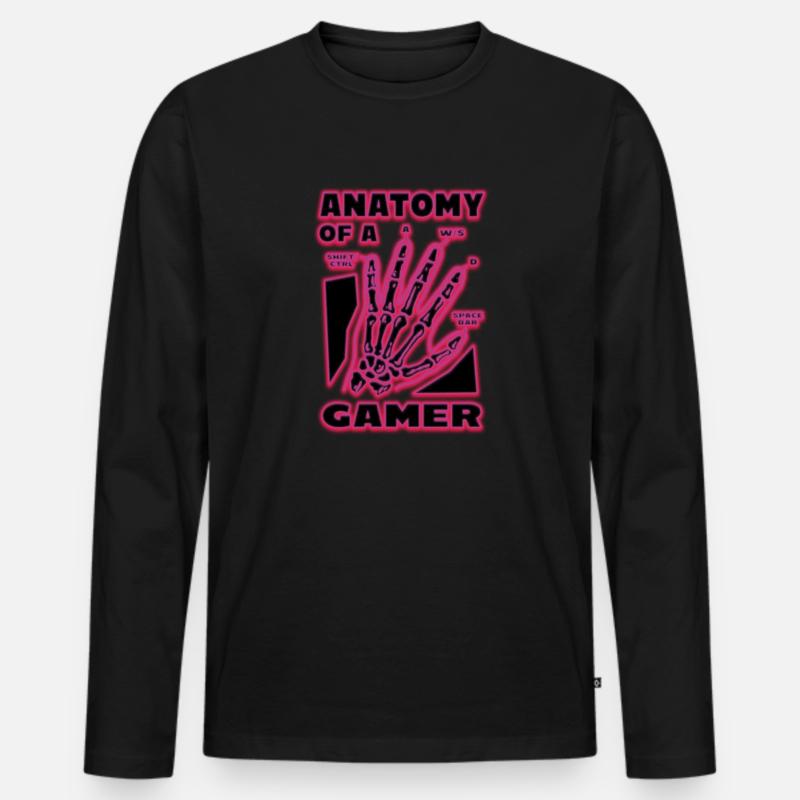 Anatomie eines Gamers Lustig - Männer Premium Bio Langarmshirt - Schwarz