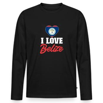 Belize Flagge Belizer - Männer Premium Bio Langarmshirt - Schwarz - Vorne - Nico (187cm)