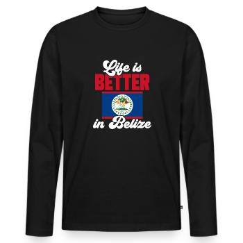 Belize Flagge Belizer - Männer Premium Bio Langarmshirt - Schwarz - Vorne - Nico (187cm)