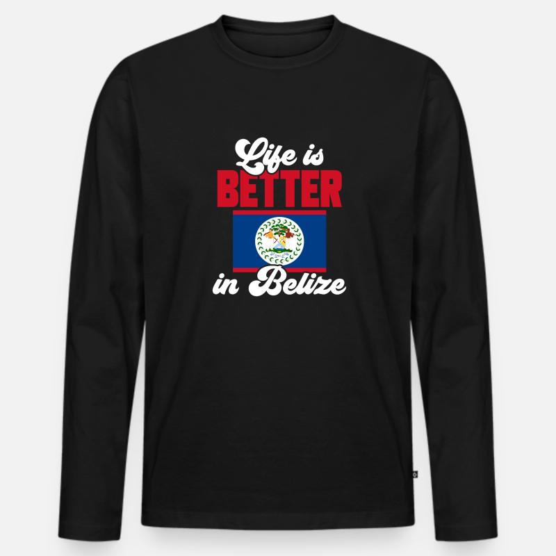 Belize Flagge Belizer - Männer Premium Bio Langarmshirt - Schwarz