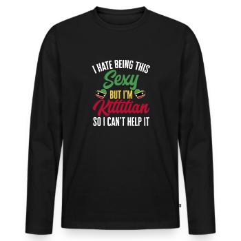 Drapeau de Saint-Kitts-et-Nevis - T-shirt manches longues Premium bio Homme - noir - Devant - Nico (187cm)