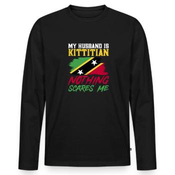 Flag of Saint Kitts and Nevis - Men's Premium Organic Long Sleeve Shirt - black - Front - Nico (187cm)