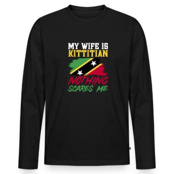 Drapeau de Saint-Kitts-et-Nevis - T-shirt manches longues Premium bio Homme - noir - Devant - Nico (187cm)