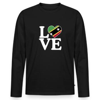 Drapeau de Saint-Kitts-et-Nevis - T-shirt manches longues Premium bio Homme - noir - Devant - Nico (187cm)