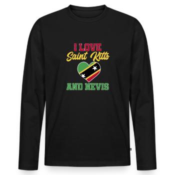 Drapeau de Saint-Kitts-et-Nevis - T-shirt manches longues Premium bio Homme - noir - Devant - Nico (187cm)