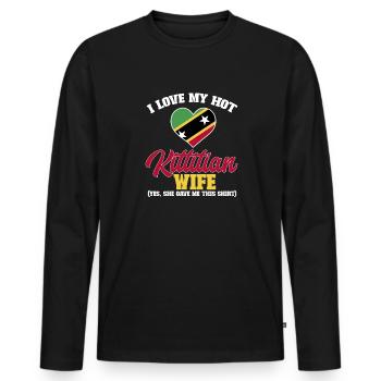 Flag of Saint Kitts and Nevis - Men's Premium Organic Long Sleeve Shirt - black - Front - Nico (187cm)