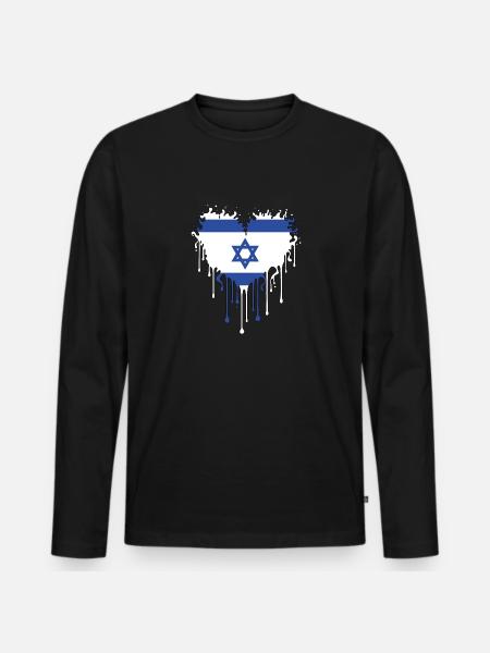 Israel Herz Davidstern - Männer Premium Bio Langarmshirt - Schwarz