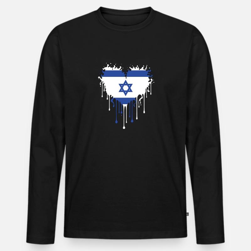 Israel Herz Davidstern - Männer Premium Bio Langarmshirt - Schwarz