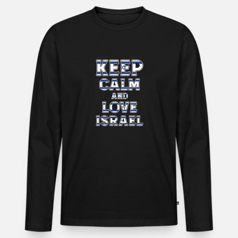 Keep Calm Israel - Männer Premium Bio Langarmshirt - Schwarz