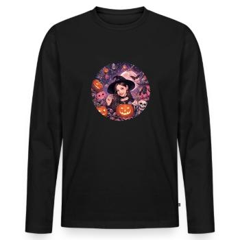 Halloween KPOP style design for spooky k-pop fans - Men's Premium Organic Long Sleeve Shirt - black - Front - Nico (187cm)