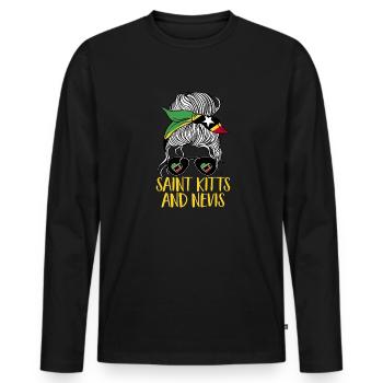 St. Kitts und Nevis Flagge - Männer Premium Bio Langarmshirt - Schwarz - Vorne - Nico (187cm)