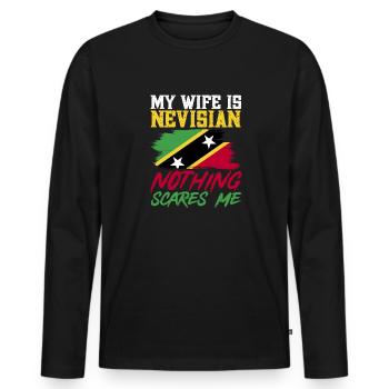 Flag of Saint Kitts and Nevis - Men's Premium Organic Long Sleeve Shirt - black - Front - Nico (187cm)