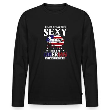 Liberia Flag Liberians - Men's Premium Organic Long Sleeve Shirt - black - Front - Nico (187cm)
