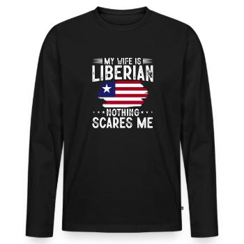 Liberia Flag Liberians - Men's Premium Organic Long Sleeve Shirt - black - Front - Nico (187cm)