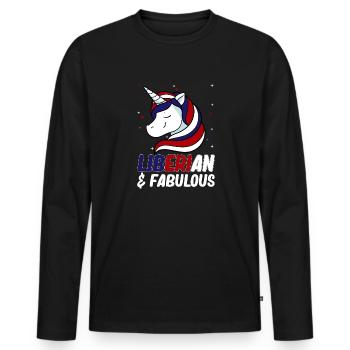 Liberia Flag Liberians - Men's Premium Organic Long Sleeve Shirt - black - Front - Nico (187cm)