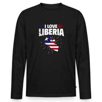 Liberia Flag Liberians - Men's Premium Organic Long Sleeve Shirt - black - Front - Nico (187cm)