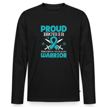 Proud brother of a trigeminal neuralgia warrior - Men's Premium Organic Long Sleeve Shirt - black - Front - Nico (187cm)