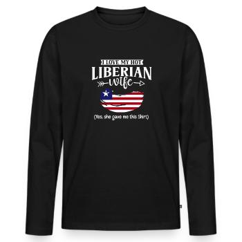 Liberia Flag Liberians - Men's Premium Organic Long Sleeve Shirt - black - Front - Nico (187cm)